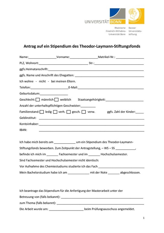 Antragsformular Theodor-Laymann-Stipendium 2025